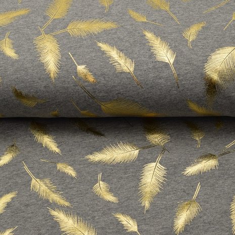 Grijs met gouden veren (foil)
